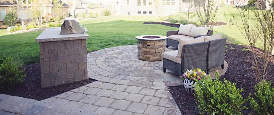 Concrete paver patio on a property in Overland Park, KS.