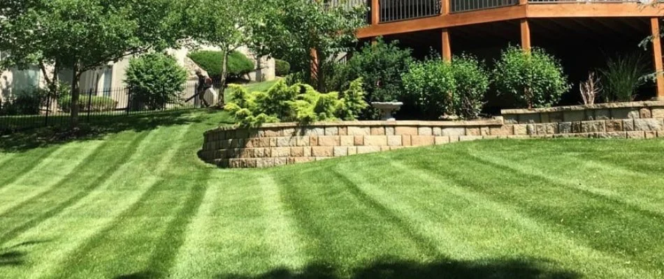 Lawn on a sloped property in Overland Park, KS.