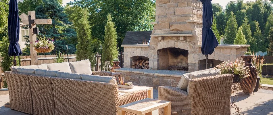Outdoor fireplace in Merriam, KS.