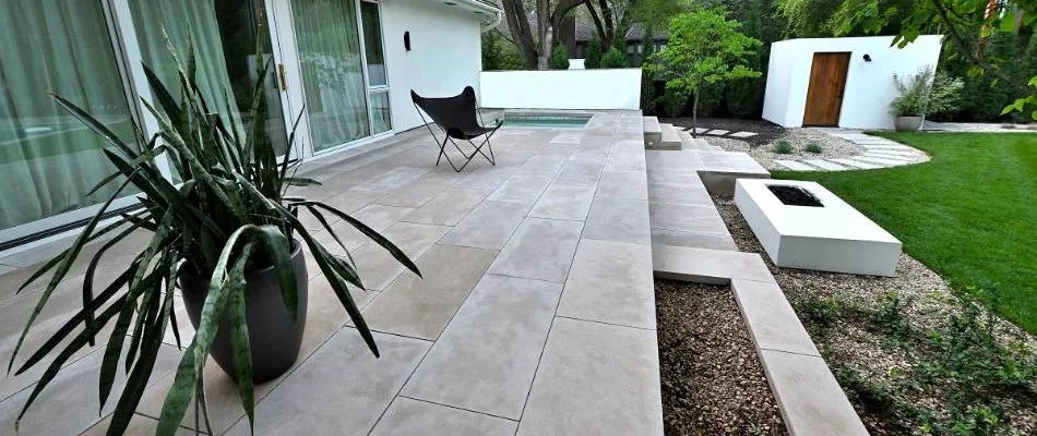 Patio area and fire pit in Leawood, KS.