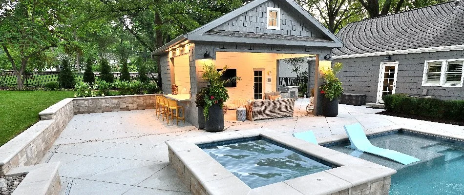 Pool house next to a pool in Overland Park, KS.