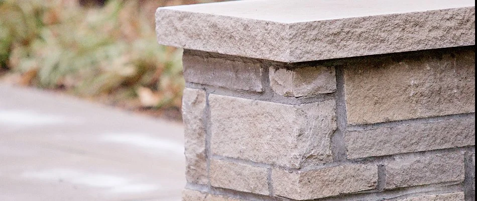 Stone seating wall in Overland Park, KS.